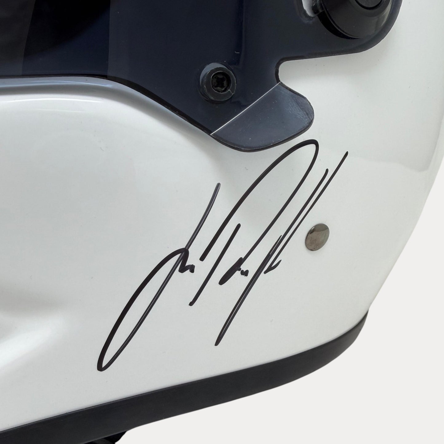 Original Bandit Crystal Helm + Alpine Stars FIA Standart Handschuhe signed by Jean Pierre